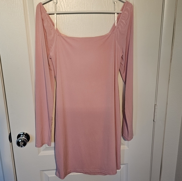 BCBGeneration Fitted Long Sleeve Mini Dress Bodycon Square Neck V Notch Large - Picture 4 of 5